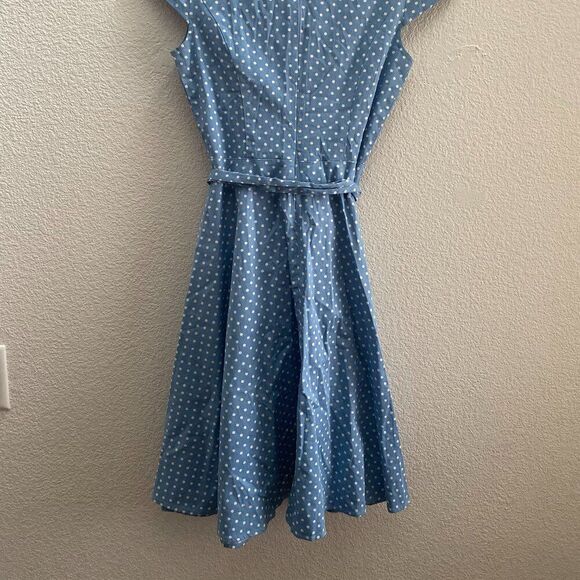 Dressy Star Blue Polka Dot Dress Swing Dress Fit & Flare Rockabilly Size Medium - Picture 5 of 5